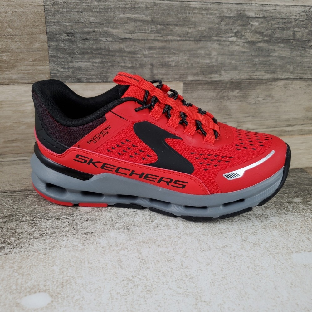 Skechers Slip-ins Glide-Step Plus-Vista Lane Kids Shoes Sz 2 Red Black Sneakers